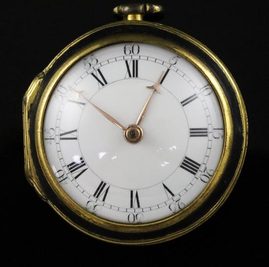 Thomas Mudge & W. Dutton, London, a George III leather and gilt open-face keywind cylinder pocket watch, no.1156,